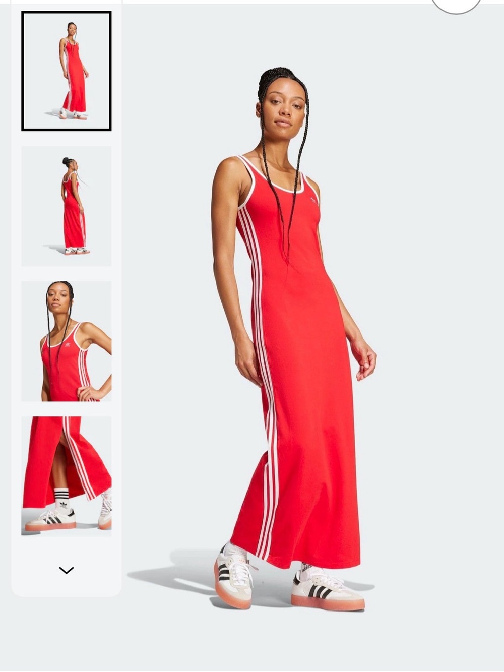 adidas Originals Red Adicolor 3-Stripes Tank Maxi Dress